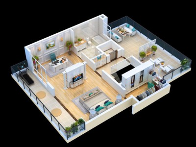 太原效果图制作|3D户型图设计|户型鸟瞰图渲染|建筑外观图2