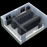 北京某职业技术学院智慧机房效果图制作|研发室机房俯视图