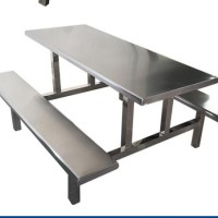 八人位食堂餐桌 整体不锈钢制造 餐桌椅更耐用
