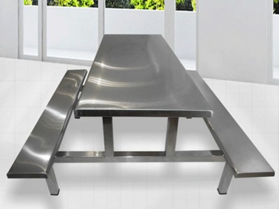 食堂用餐桌椅 304长条形不锈钢餐桌 耐用不易生锈 抗氧化性强