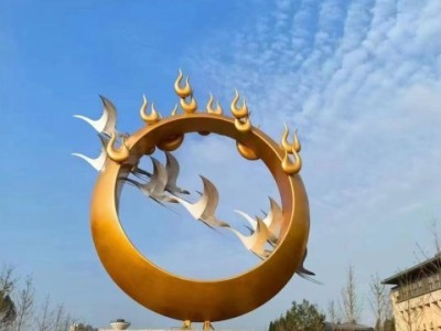 吴忠一行白鸽飞圆圈不锈钢雕塑 飞鸟抽象雕塑定制图1