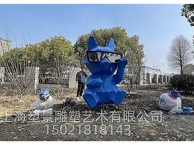 不锈钢雕塑几何切面网红小狗定制户外园林设计图1
