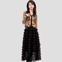 IRENENA女装温碧霞自创品牌半身蛋糕裙荷叶边蕾丝蓬蓬长裙